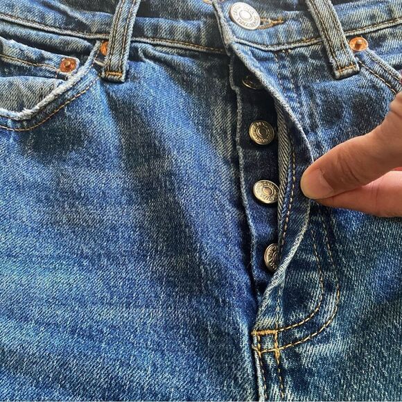 Zara | High Waisted Acid Wash Dark Blue Jeans, Size 4 - Picture 3 of 6